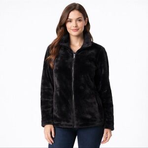 32 Degrees Heat Women’s Black Faux Fur Fleece Zip Jacket Size Large